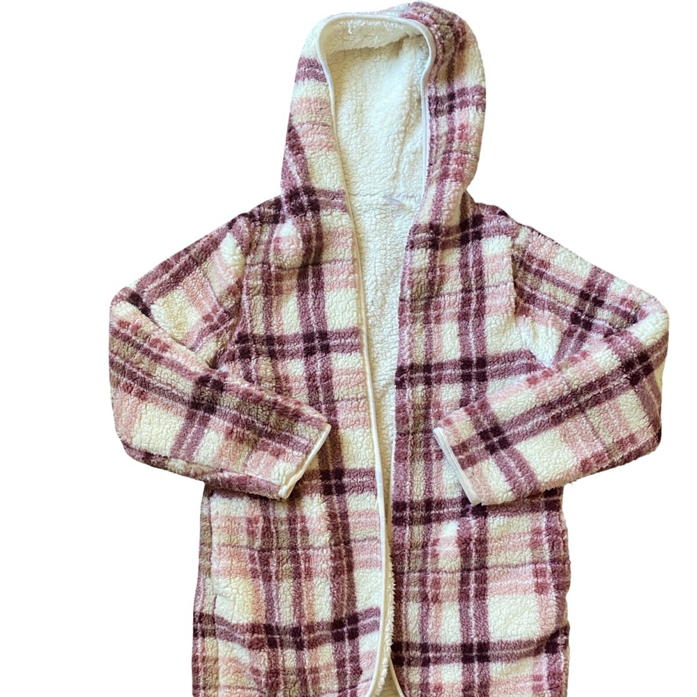Plaid Hooded Sherpa Jacket